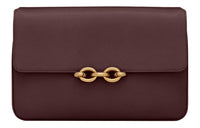 SAINT LAURENT LE MAILLON Leather Crossbody Bag, Shoulder Bag Women's Chestnut Brown
