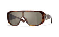 CHANEL Acetate Irregular Shape Sunglasses Women's Brown