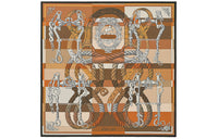 HERMES Silk Scarves Women's Caramel