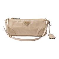PRADA Re Edition Leather Handbag, Shoulder Bag Small Size Women's Travertine