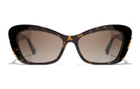 CHANEL Acetate Irregular Shape Sunglasses Women's Brown