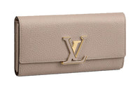 LOUIS VUITTON Capucines Cow Leather Wallet Regular Women's Beige