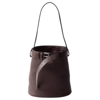 PRADA Leather Shoulder Bag Women's Birch Wood