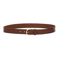 SAINT LAURENT Calfskin Leather Belts Women's Brown Width 3CM