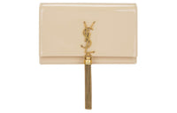 SAINT LAURENT KATE Patent Leather Crossbody Bag Shoulder Bag Women's Beige