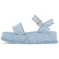 LOUIS VUITTON MAYA FLATFORM Strap Sandals 5cm Women's Light Blue