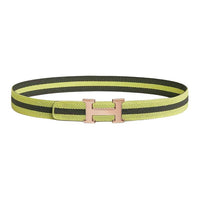 HERMES Gold-Plated Belt Men's Green Width: 3.2CM