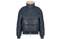 DIOR Quarterly New Products Leather Jackets Men Blue With White Lettering