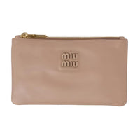 MIU MIU Leather Wallet Women's Cameo Brown