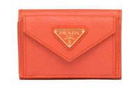 PRADA Saffiano Leather Wallet Women's Orange