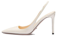 PRADA Patent Slim Heel High Heels 9.5cm Women's Ivory White