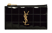 SAINT LAURENT CASSANDRE Cow Leather Wallets Card Holders Women's Black