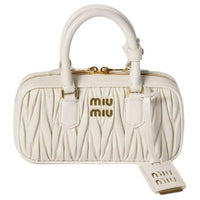 MIU MIU Arcadie Series Nappa Leather Handbag Mini Women's White