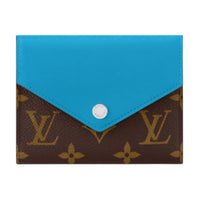 LOUIS VUITTON Victorine Coated Canvas Cow Leather Patchwork Victoria Wallet Women's Blue & Brown