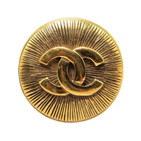 CHANEL 1970 1980 Plated Cc Round Brooch Costume Brooch