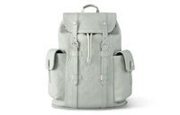 LOUIS VUITTON CHRISTOPHER Leather Cow Leather Patchwork Trim Backpack Small Size Men's Gray Green