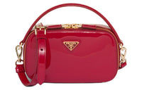 PRADA Patent Leather Handbag Shoulder Bag Crossbody Bag Mini Women's Cherry Red