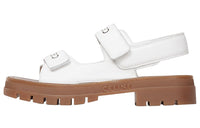 CELINE Leo Scratch Sandal Optic White Tan Women's