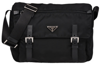 PRADA Fabric With Leather Messenger Bag Shoulder Bag Crossbody Bag Regular Women's Black