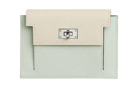 HERMES Kelly Pocket Epsom Calfskin Wallet Women's Light Blue/White