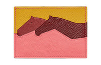 HERMES Cow Leather Card Holder Women's Multicolor/Flesh Pink