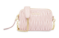 MIU MIU Leather Clutch Bag Over The Shoulder Women's Pink