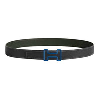 HERMES Calfskin Leather Belts Men's Graphite/Green Width: 3.2CM