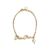 MIU MIU Artificial Pearl Bracelets Women's Gold