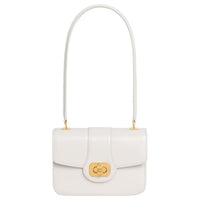 CELINE Cow Leather Shoulder Bag Women's Ecru