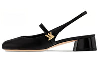 LOUIS VUITTON Romy Chunky Heel High Heels 3.5cm Women's Black
