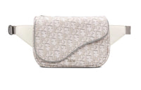 DIOR Saddle Cow Leather Fanny Pack Men's Beige/Grey White