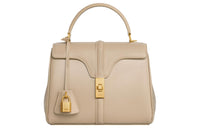 CELINE 16 Satin Calfskin Shoulder Bag Trumpets Women's Beige