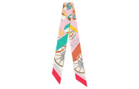 HERMES Silk Scarves Women's Marine Blue/Cream/Petroleum Blue
