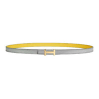HERMES Calfskin Leather Belts Women's Gray Width 1.3CM