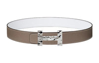HERMES Leather Belts Women's Elephant Grey/whiteElephant Grey/white
