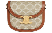 CELINE Besace Cow Leather Binding Crossbody Bag Shoulder Bag Women's Greige