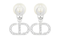 DIOR Pearl, Resin Clip On Earrings Women's Silver