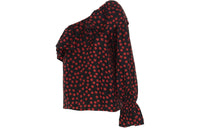 SAINT LAURENT Polka Dot One Shoulder Blouse