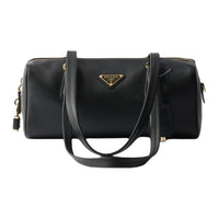 PRADA Leather One Shoulder Handbag Medium Size Women's Black