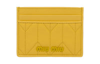MIU MIU Soft Sheep Leather Card Holder Women's Sunlight Yellow