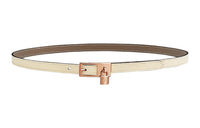 HERMES Leather Belts Women's Gray White