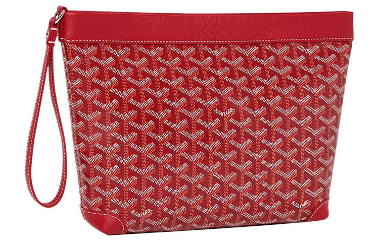 GOYARD Canvas With Calfskin Dog's Teeth Toiletry Bags Storage Bags Clutches Unisex Red