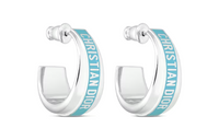 DIOR Metal, Turquoise Paint Earrings Women's Blue/Silver