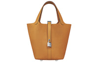 HERMES Picotin Lock Cow Leather Handbag 18 Women's Sesame