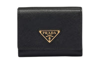 PRADA Saffiano Leather Wallet Trumpets Women's Black