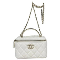 CHANEL Leather Handbag Shoulder Bag Crossbody Bag Women's White