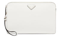 PRADA Saffiano Leather Clutch Regular Men's White