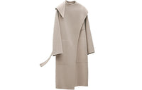HERMES SS22 Velvet-feel Coat Women's Oat