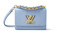 LOUIS VUITTON Twist Leather Shoulder Bag Crossbody Bag Medium Size Women's Light Blue