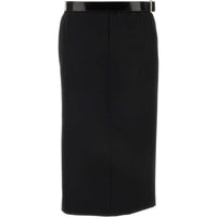 PRADA Belted Straight Hem Midi Skirt